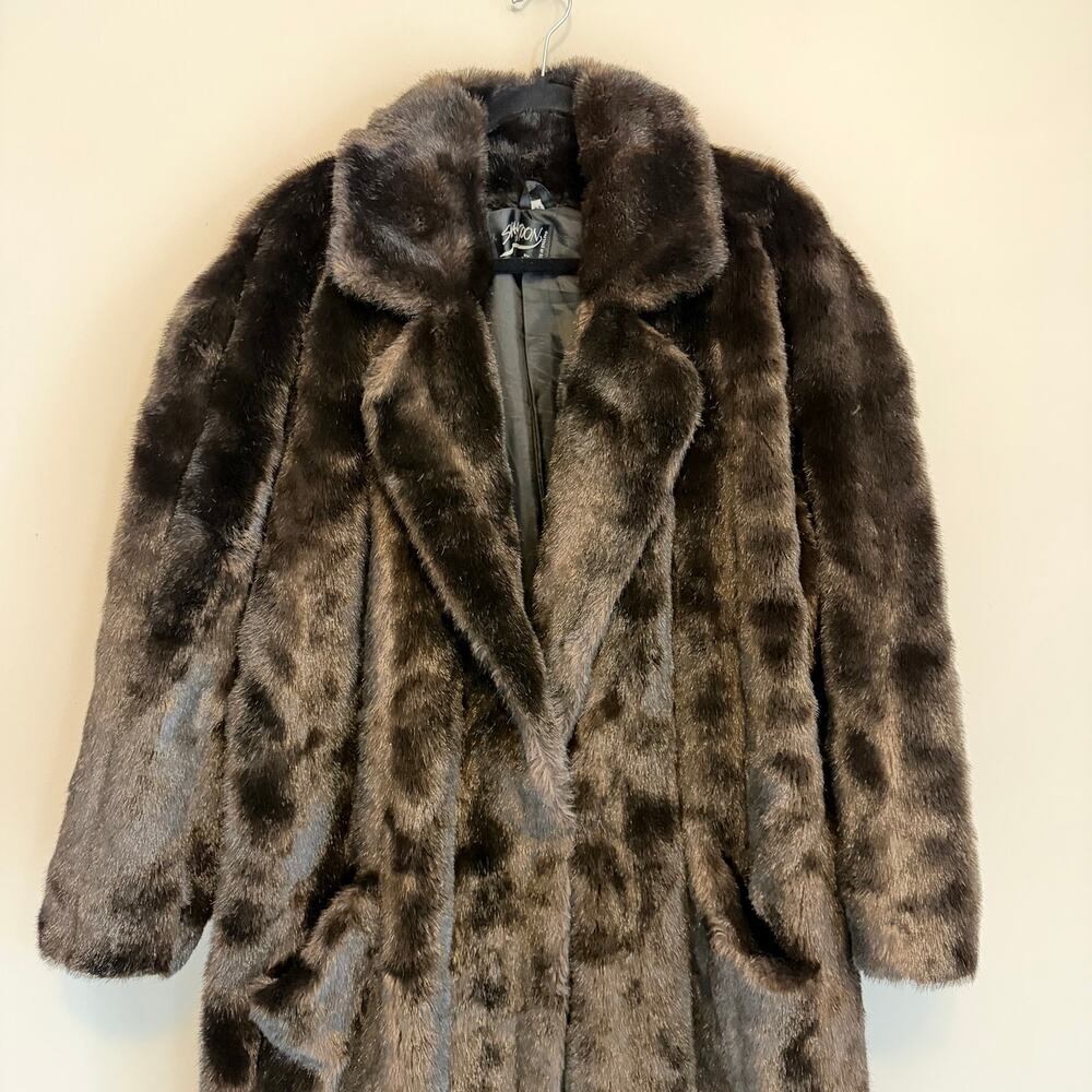 Vintage Shaytoon Faux Fur Coat Brown Plush Mob Wife Winter Luxury Formal England - Picture 3 of 15